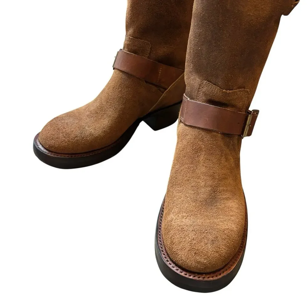RRL Double RL Miller Engineer Boots Men's 7D Brown Roughout Suede Ralph Lauren